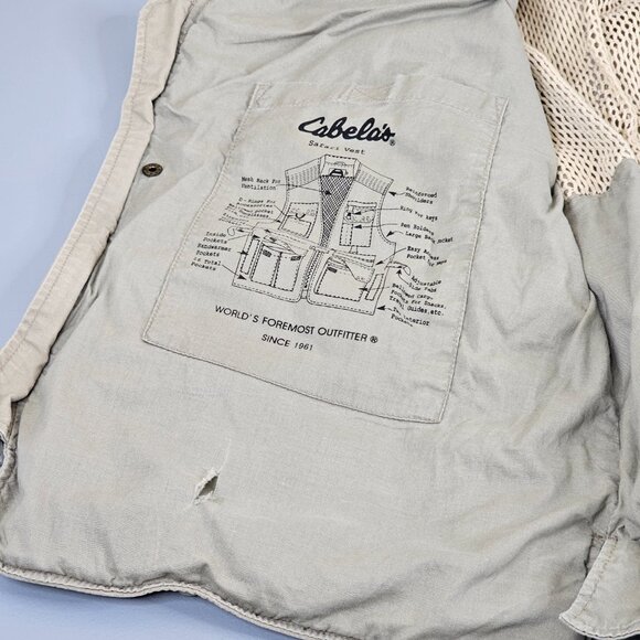 Cabelas Safari Vest Mens Large Beige Multi Pocket Fishing Hunting - Picture 12 of 16